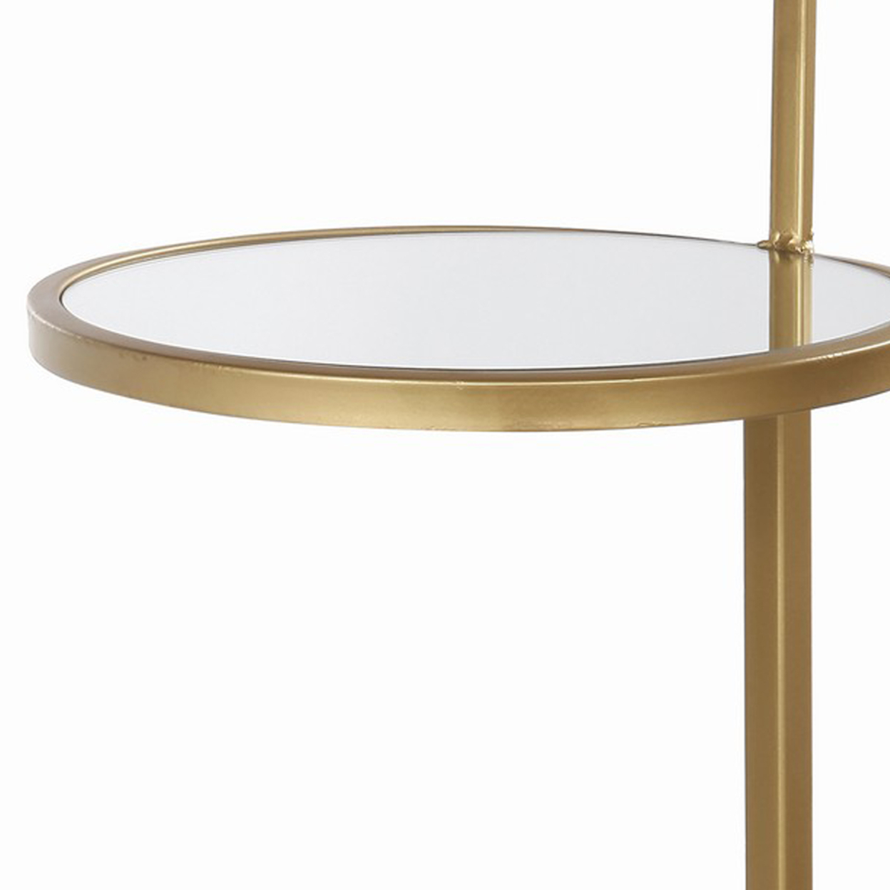 28 Inch Modern Round Chair Side Accent Table, Iron Frame, Glass Tops, Gold- Saltoro Sherpi