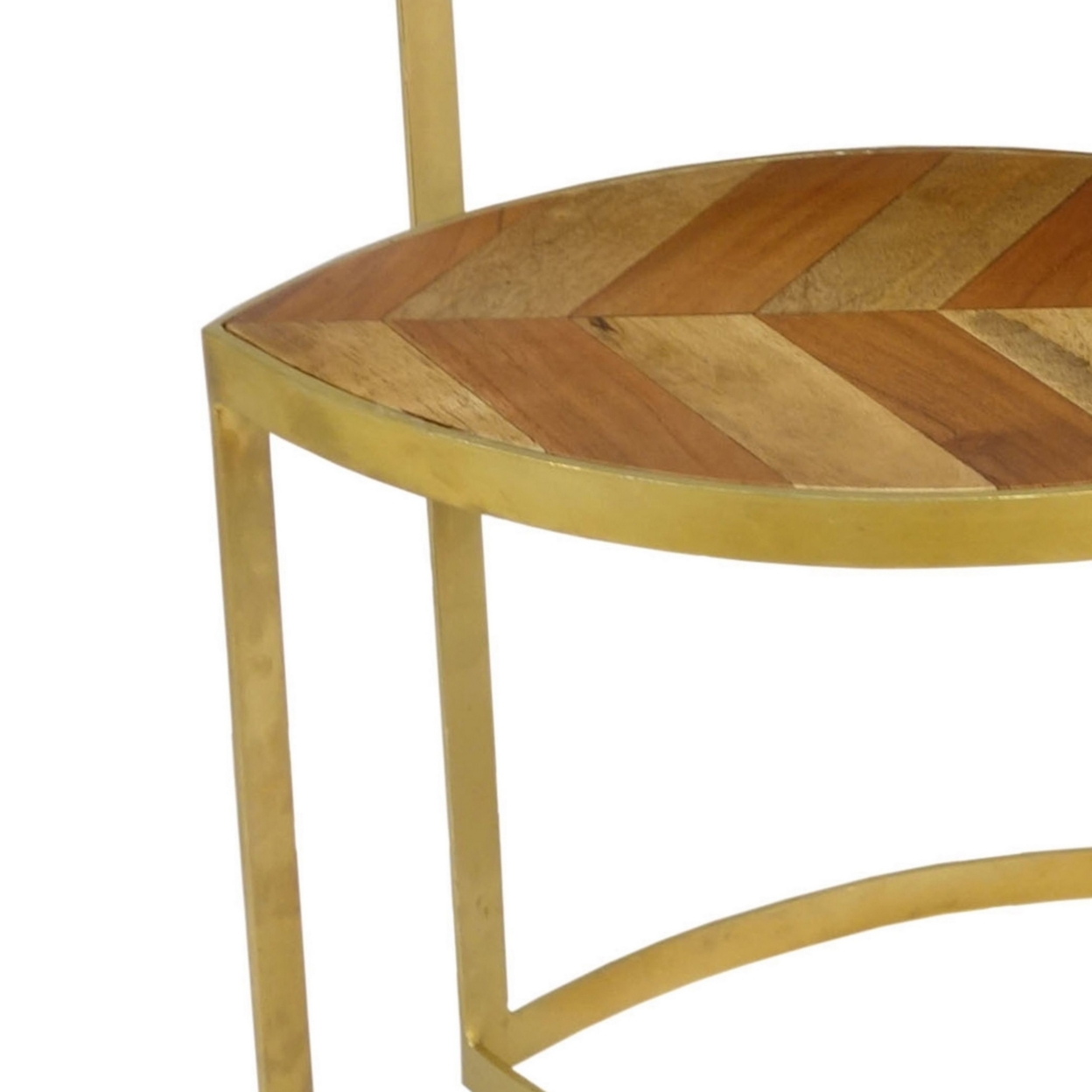 25, 20 Inch 2 Piece Oval Nesting Side Table Set, Metal Frame, Brown, Gold- Saltoro Sherpi