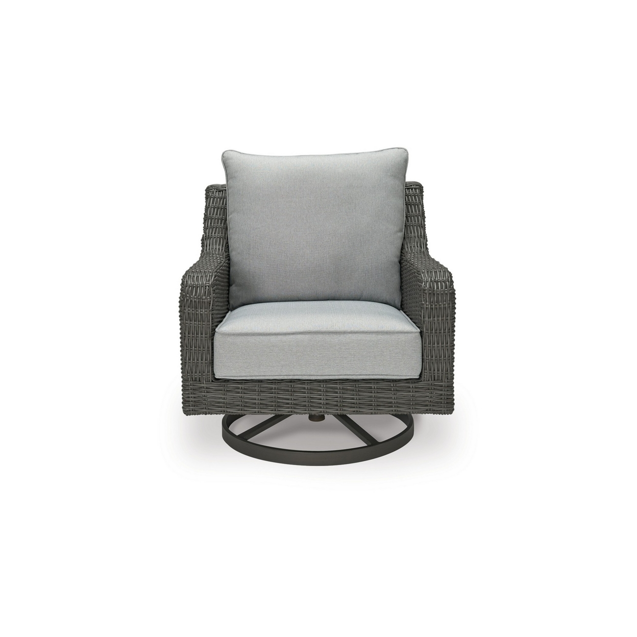 Asp 32 Inch Swivel Outdoor Lounge Chair, Aluminum Frame, Gray Upholstery- Saltoro Sherpi