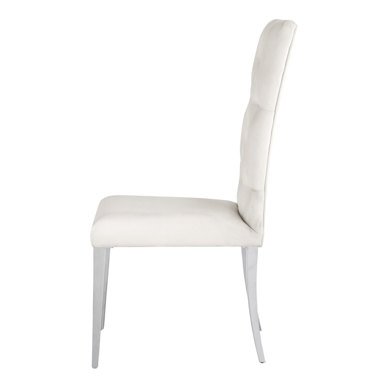 Kery 20 Inch Set Of 2 Side Chairs, White Velvet, Tall Flared Tufted Back- Saltoro Sherpi