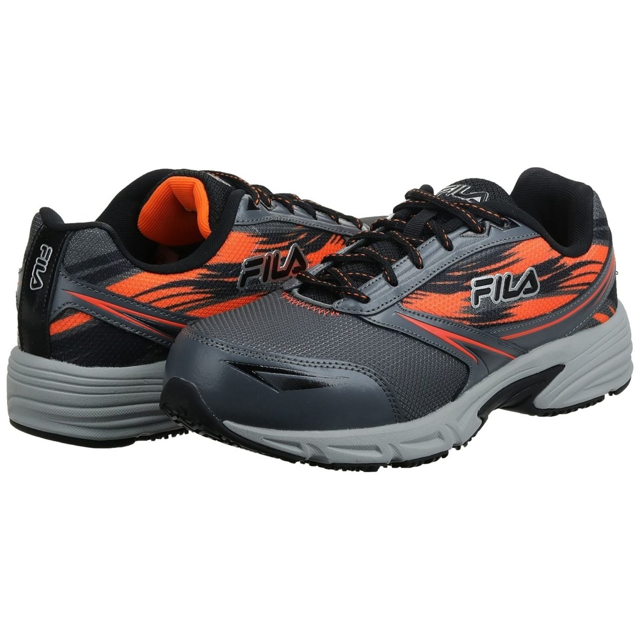 Fila Menâs Memory Meiera 2 Slip Resistant And Composite Toe Work Shoe CSRK/BLK/VORN - Castlerock/Black/Vibrant Orange, 9.5