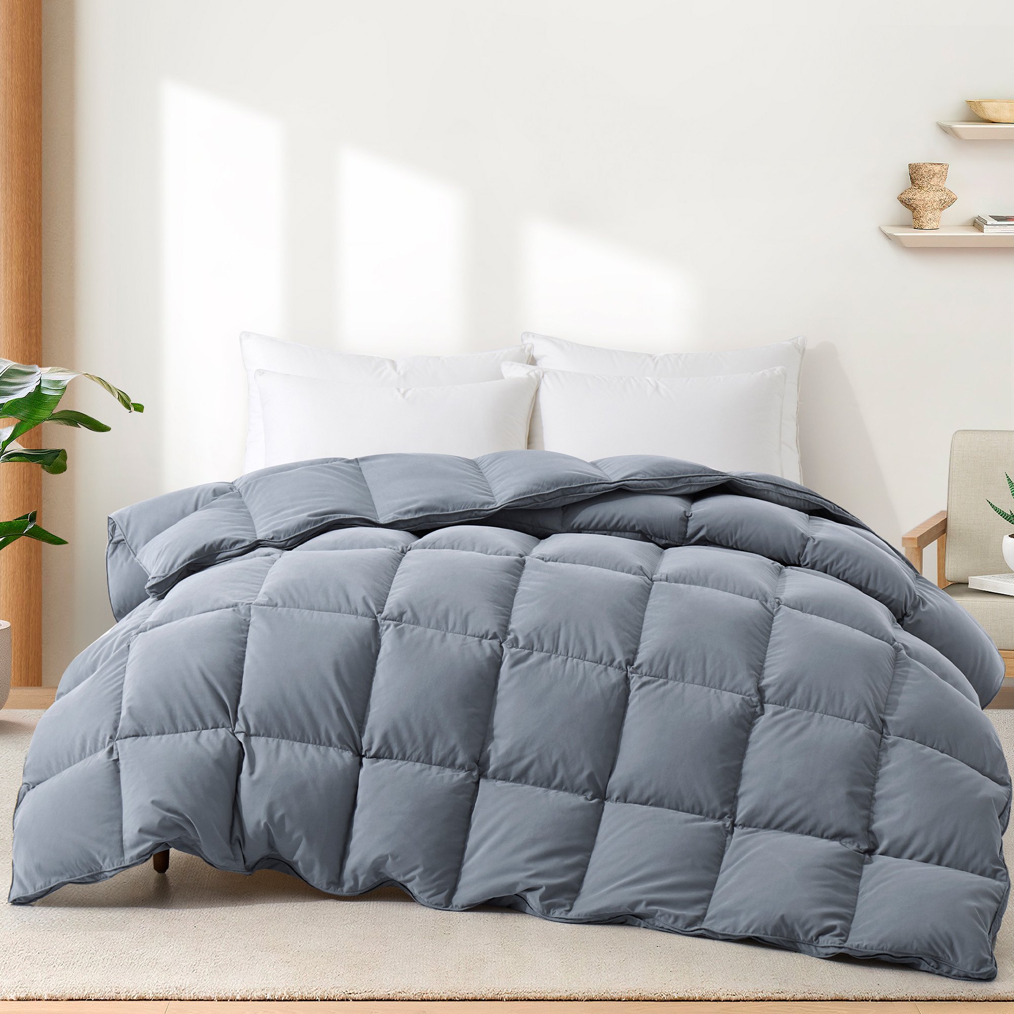 All-Season Goose Down Comforter Duvet Insert, Goose Down & Feather Fiber Fill - Full/Queen