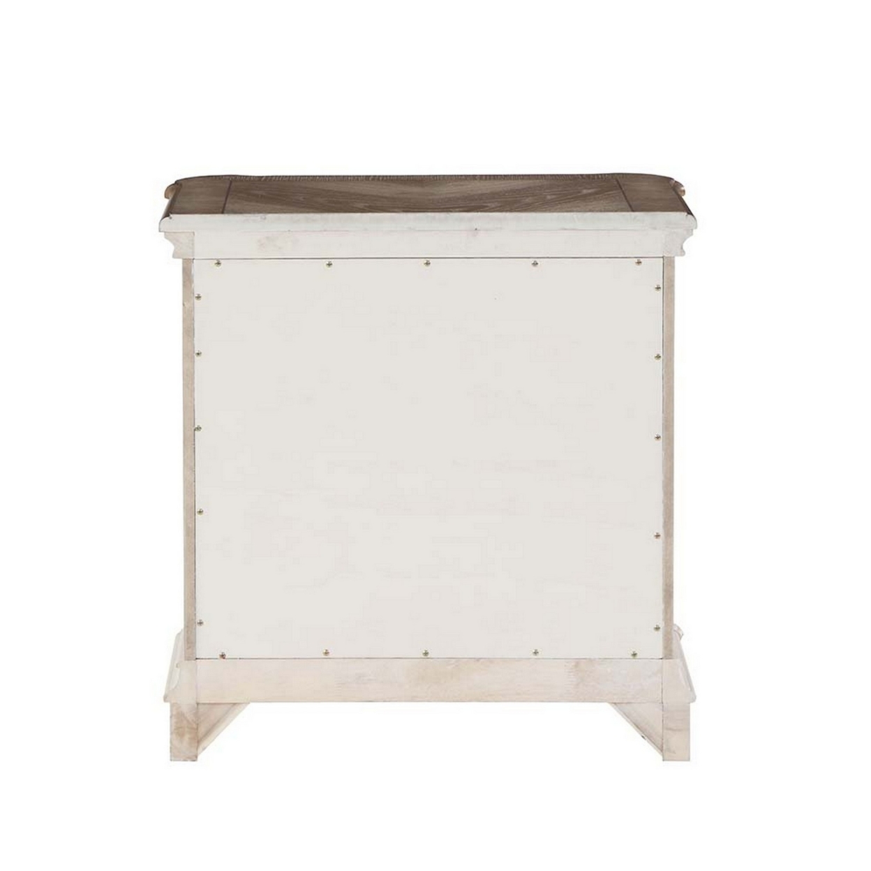Rigel 28 Inch Transitional Wood Nightstand, 2 Drawers, Antique White, Brown- Saltoro Sherpi