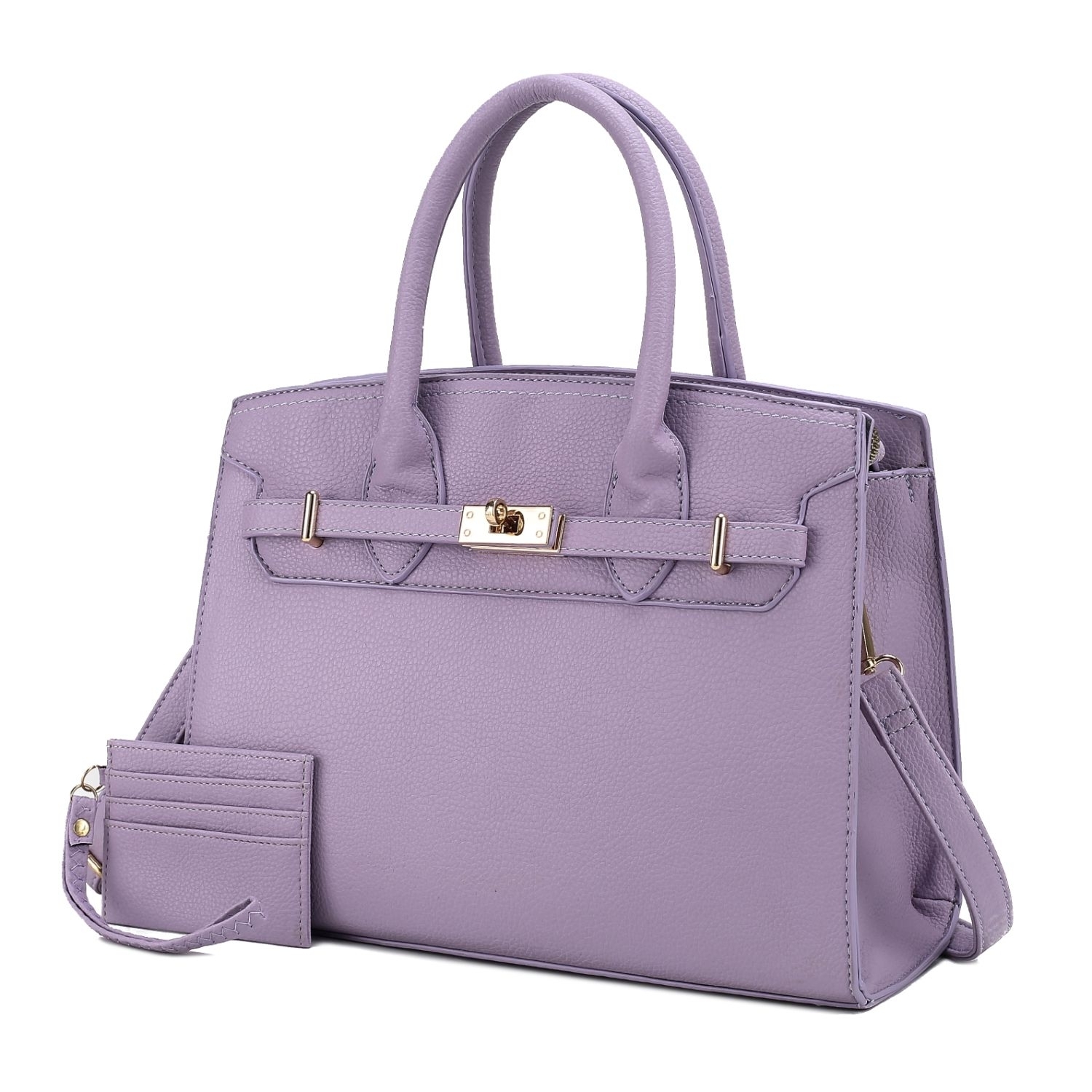 MKF Collection Calla Vegan Leather Women's Satchel Bag With Credit Card Holder-2 Pieces By Mia K - Lilac