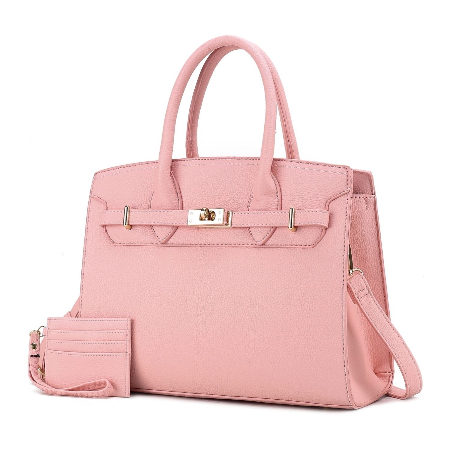 MKF Collection Calla Vegan Leather Women's Satchel Bag With Credit Card Holder-2 Pieces By Mia K - Pink