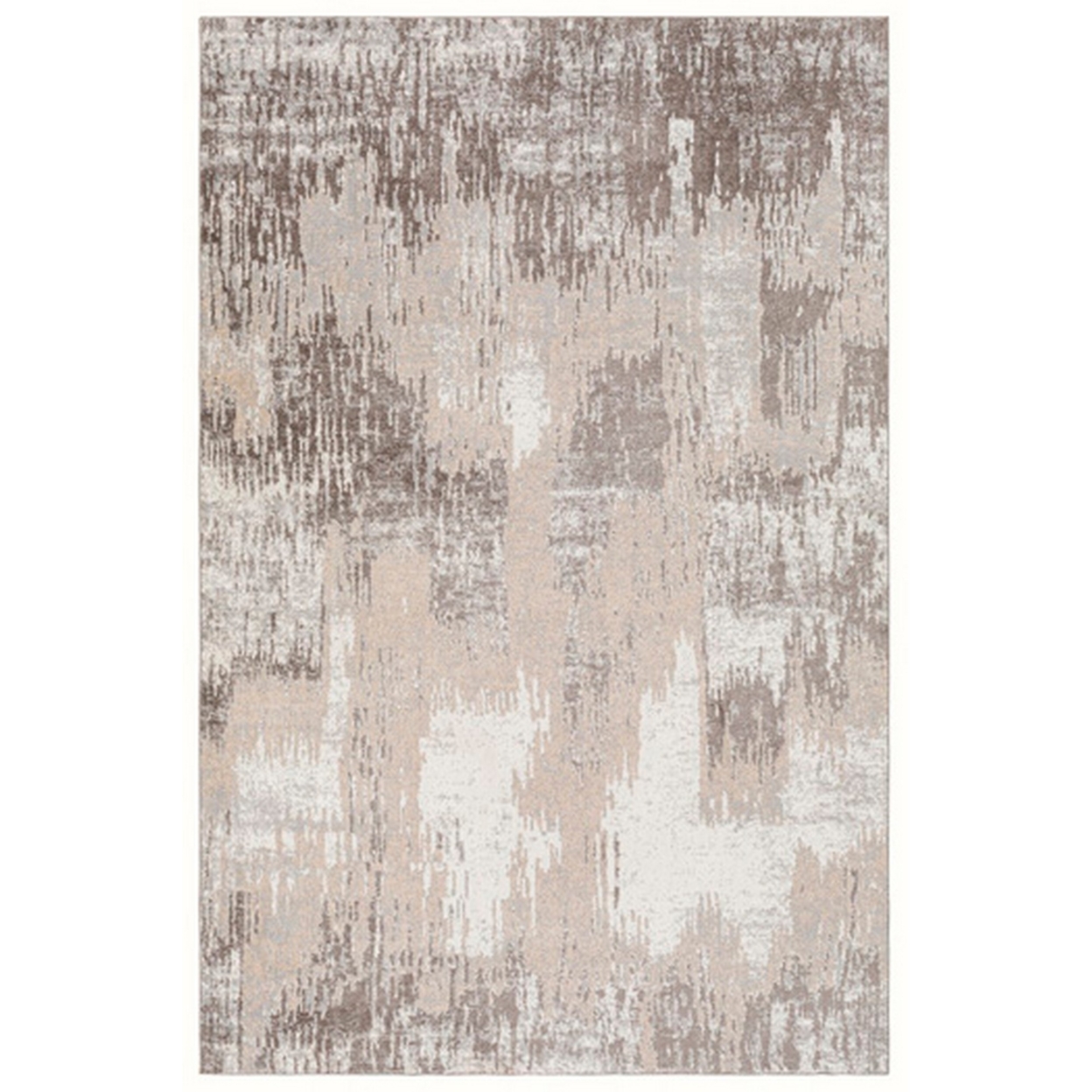Wyn 7 X 5 Medium Soft Fabric Floor Area Rug, Washable, Abstract Pattern, Gray, Beige- Saltoro Sherpi