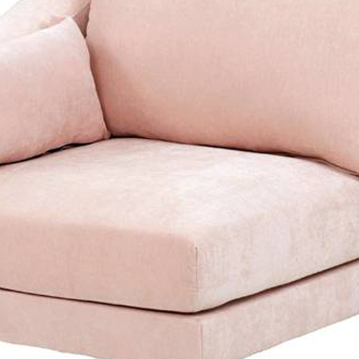Rio 33 Inch Modular Single Arm Corner Chair, 2 Lumbar Cushions, Blush Pink- Saltoro Sherpi