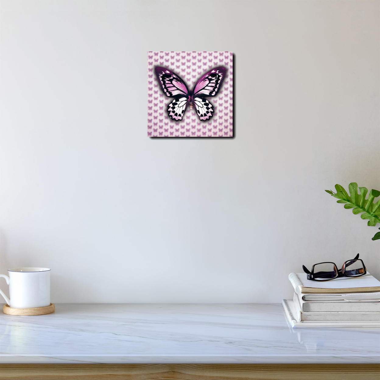 Multi-Dimensional Custom Made 5D Purple Butterfly Wall Art Print On Strong Polycarbonate Panel - Lenticular Artwork By Matashi (6x6 Inch)