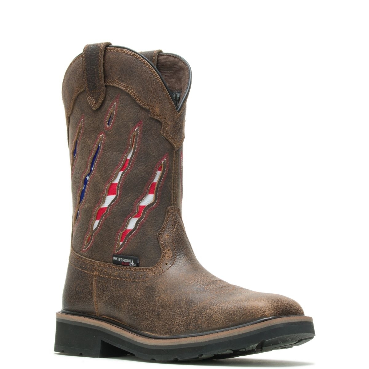 WOLVERINE Men's Rancher Claw Steel Toe Wellington Work Boot Brown/Flag - W201218 Flag/brown - Flag/brown, 8-M