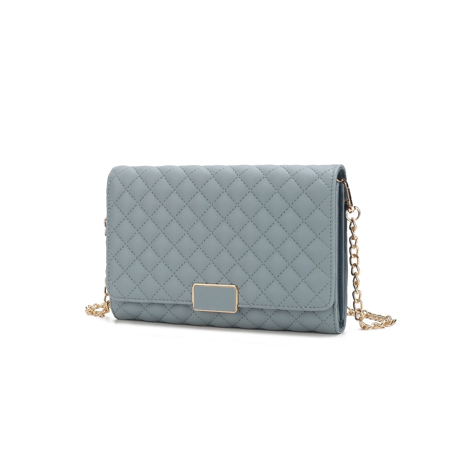MKF Collection Gretchen Quilted Vegan Leather Women's Envelope Clutch Crossbody By Mia K - Light Blue