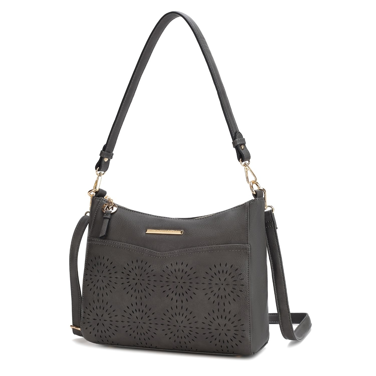 MKF Collection Alanis Laser Cut Vegan Leather Women's Shoulder Bag By Mia K - Charcoal