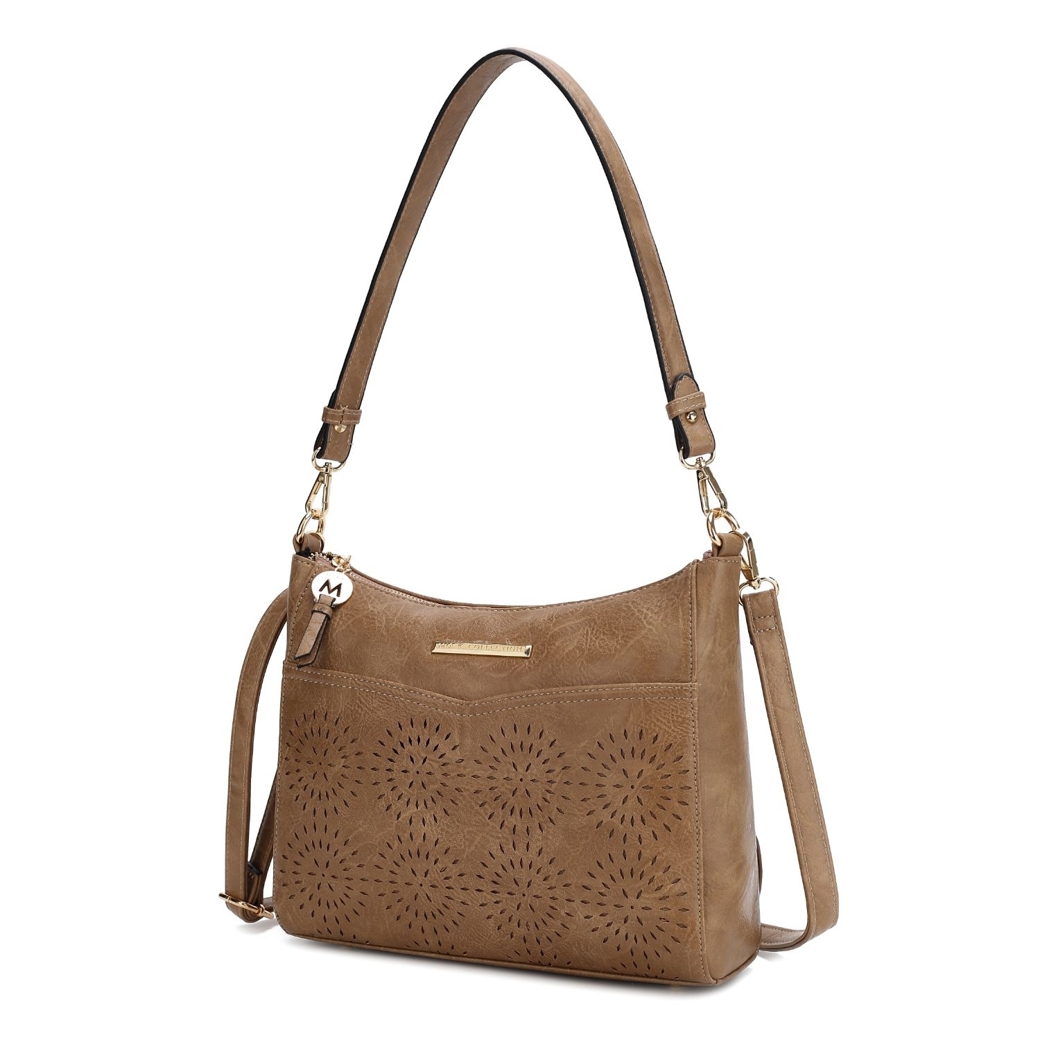 MKF Collection Alanis Laser Cut Vegan Leather Women's Shoulder Bag By Mia K - Taupe