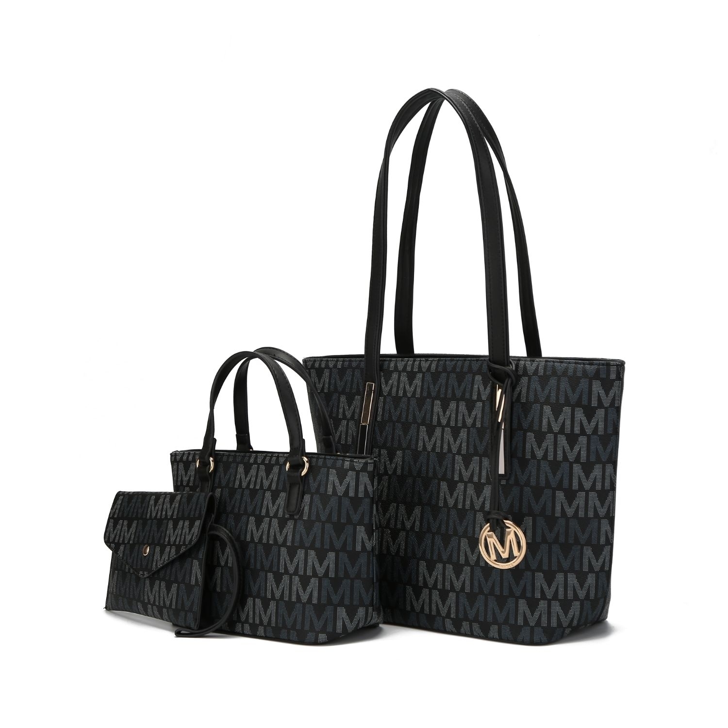 MKF Collection 3PC Aylet M Tote With Mini Handbag And Wristlet Pouch By Mia K. - Black