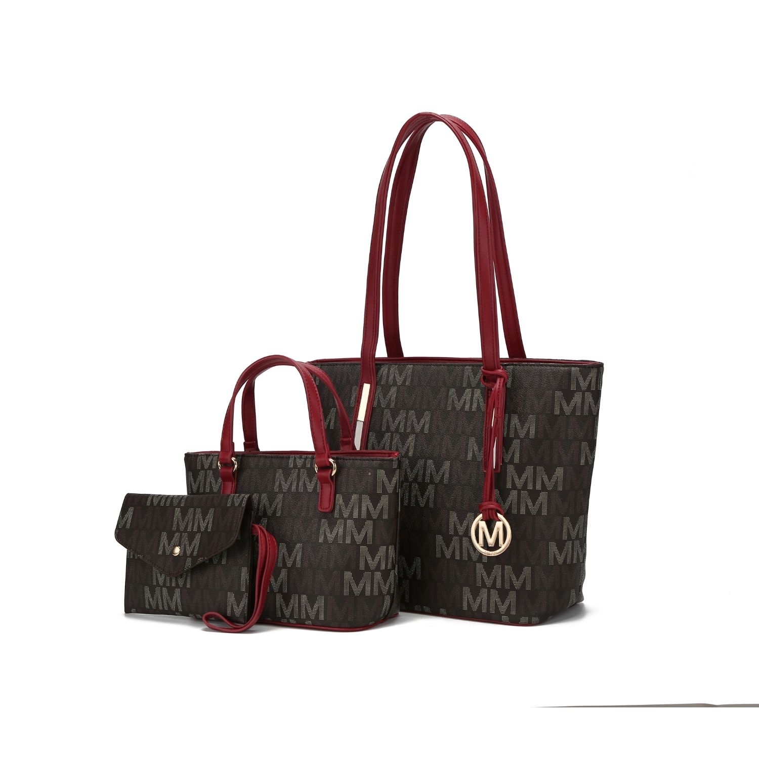 MKF Collection 3PC Aylet M Tote With Mini Handbag And Wristlet Pouch By Mia K. - Red