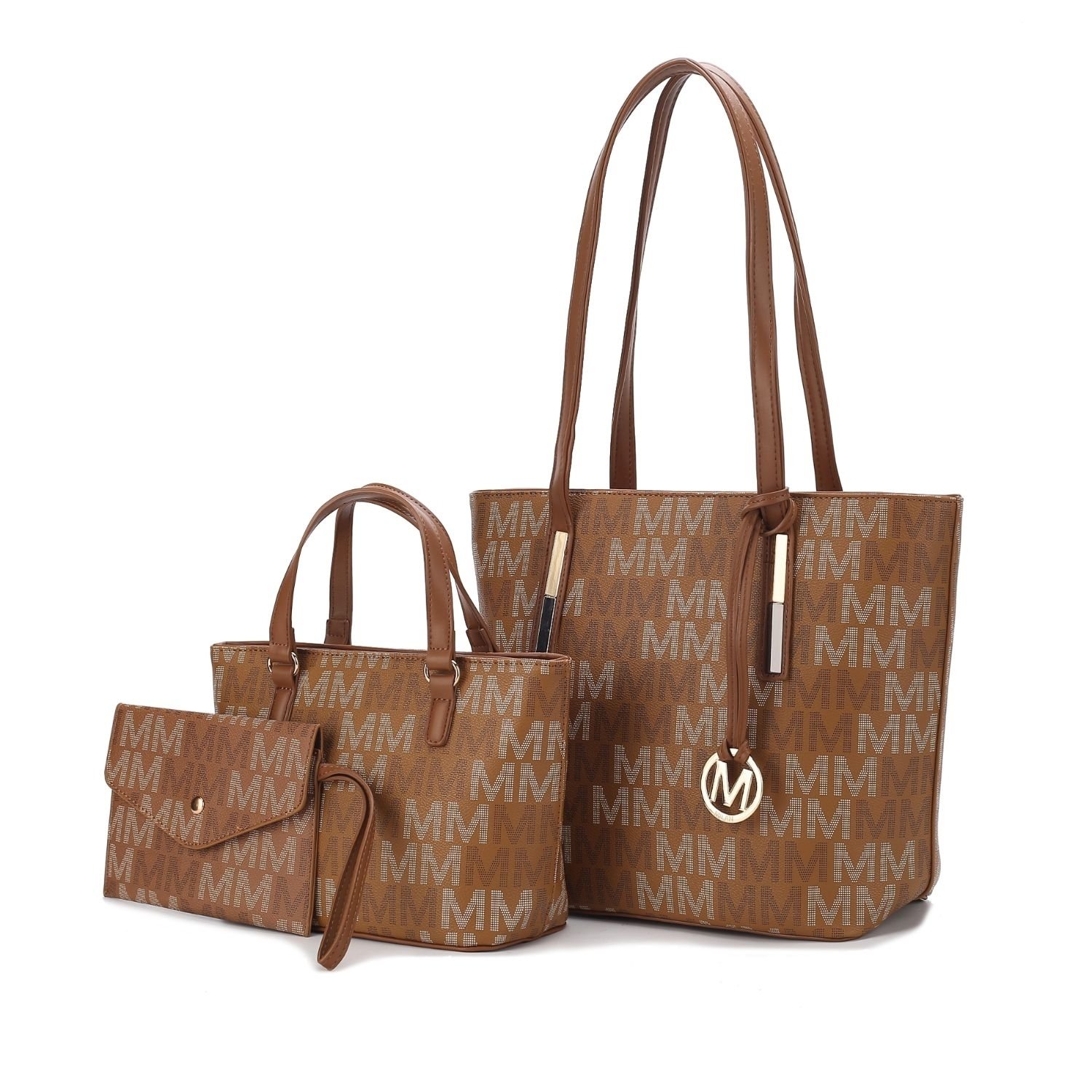 MKF Collection 3PC Aylet M Tote With Mini Handbag And Wristlet Pouch By Mia K. - Tan
