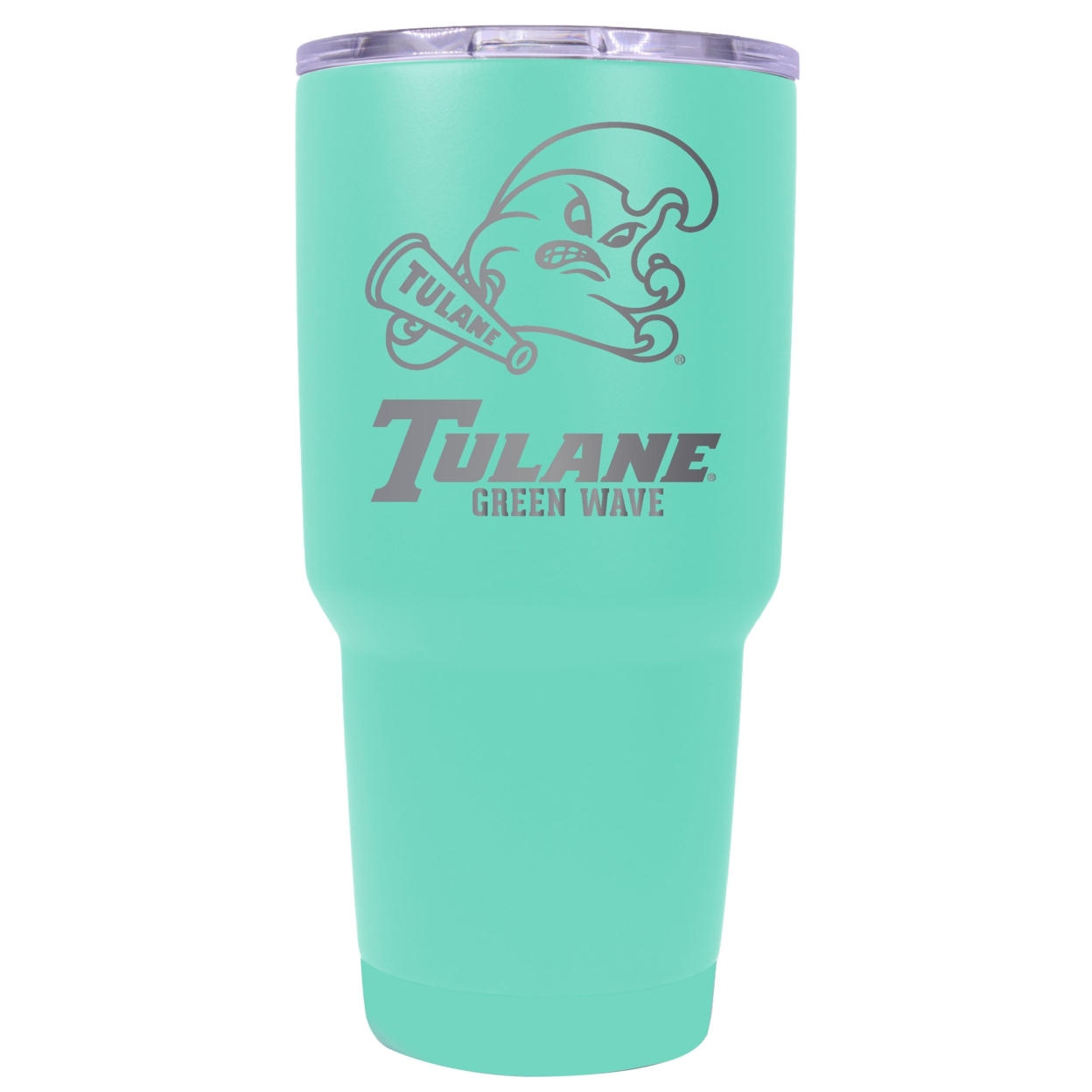Tulane University Green Wave 24 Oz Laser Engraved Stainless Steel Insulated Tumbler - Choose Your Color. - Seafoam