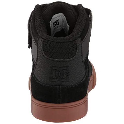 DC Kids' Pure High Top Ev Skate Shoes With Ankle Strap And Elastic Laces BLACK/GUM - BLACK/GUM, 11 Little Kid