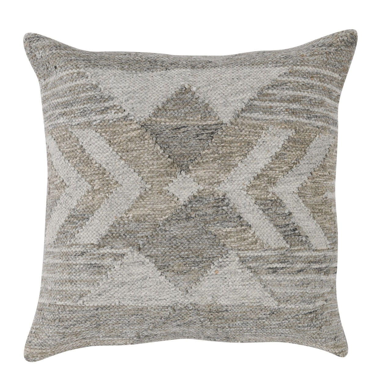 Jai 22 X 22 Outdoor Accent Throw Pillow, Textured Handwoven Gray Polyester- Saltoro Sherpi