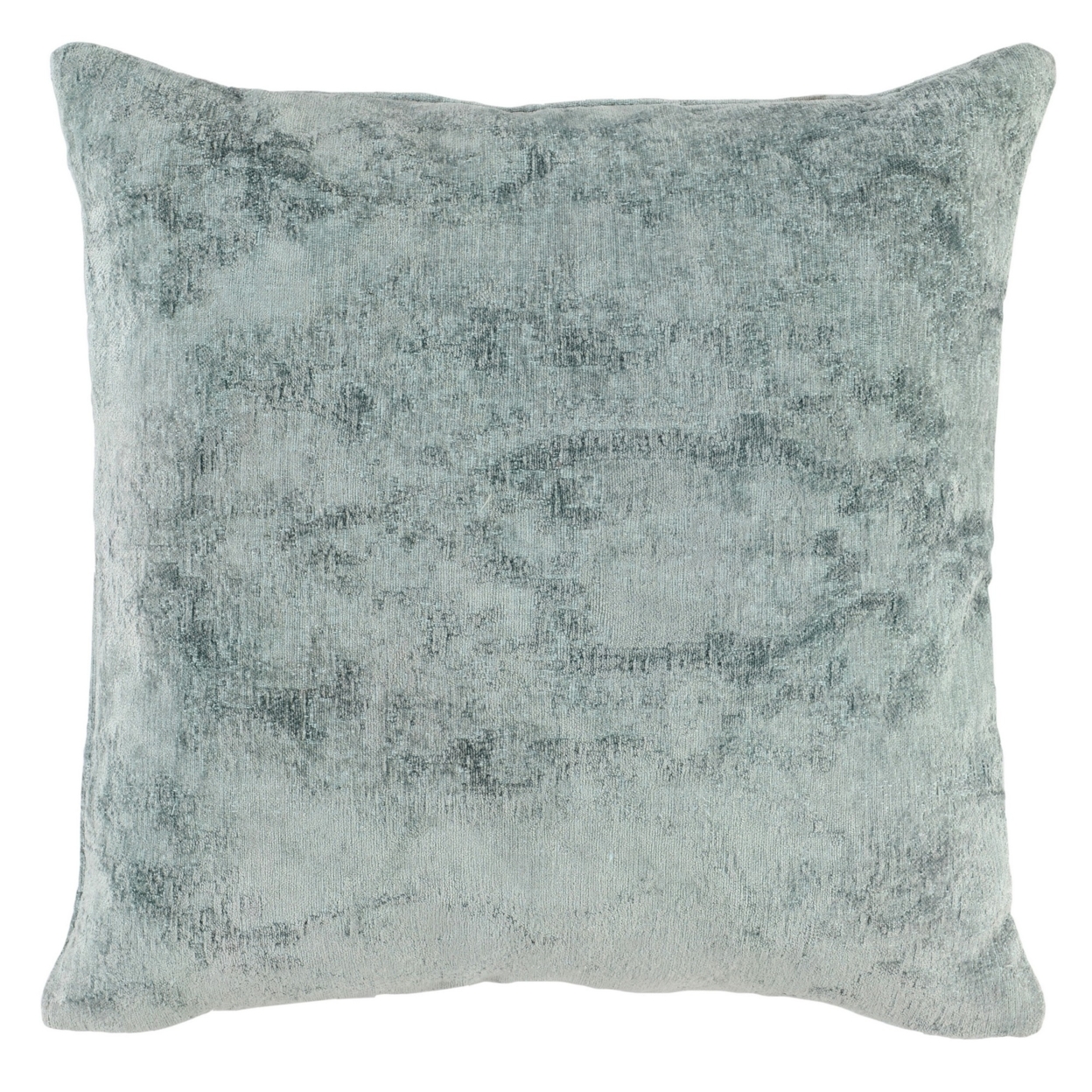 Piper 22 Inch Square Accent Throw Pillow, Handcrafted Sage Green Jacquard - Saltoro Sherpi