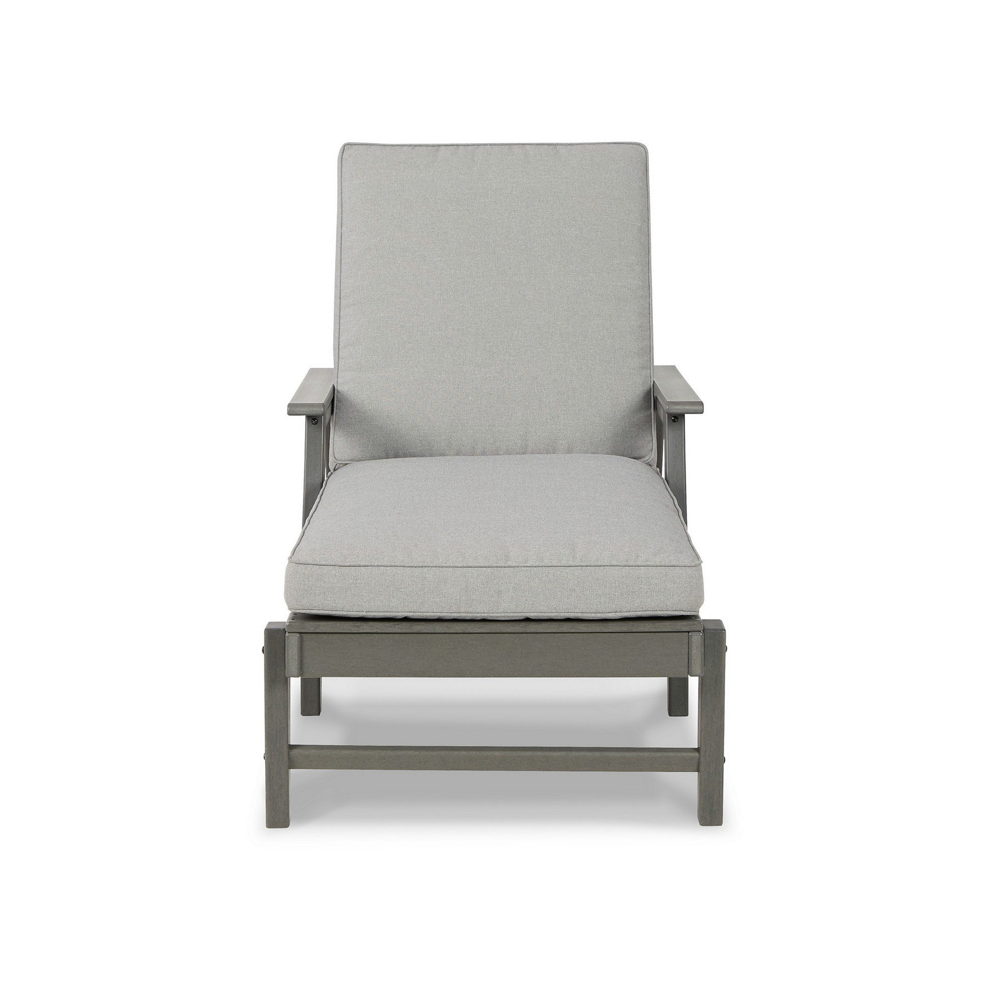 Vrai 78 Inch Adjustable Outdoor Chaise Lounge, Gray Frame, Cushioned Seat