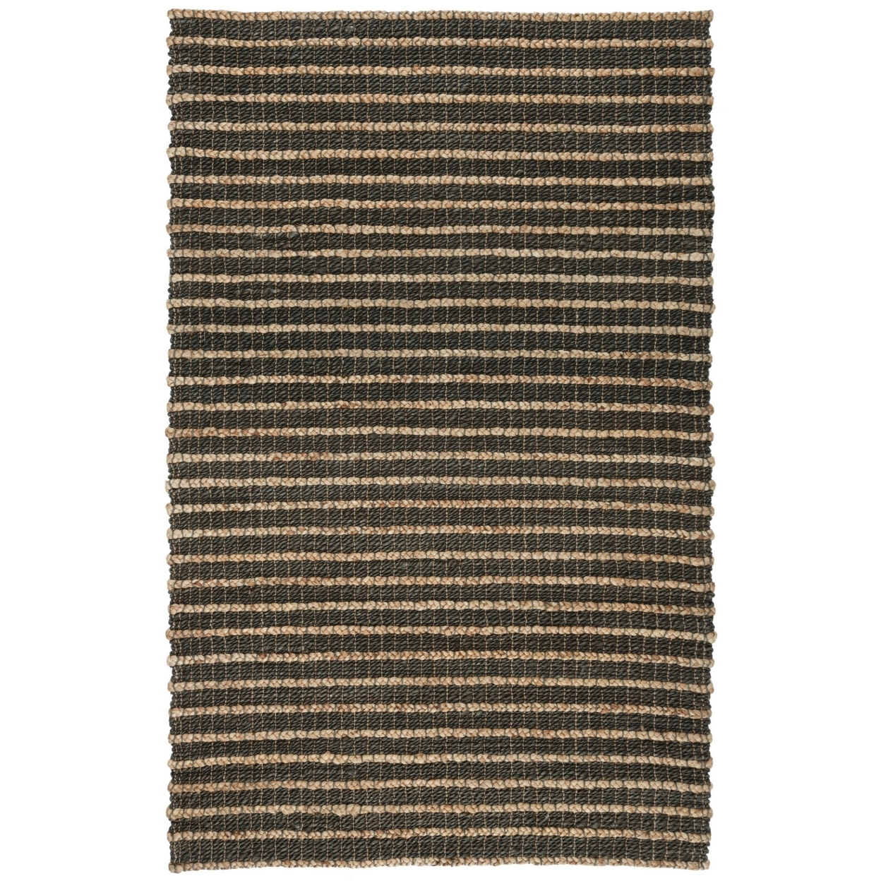 Josie 8 X 10 Area Rug, Handwoven Jute, Classic Braided And Coiled Stripes- Saltoro Sherpi