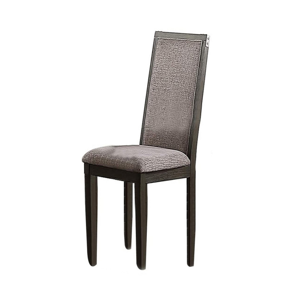 Kumi 25 Inch Set Of 2 Wood Dining Chairs With Slatted Cushioned Backs, Gray