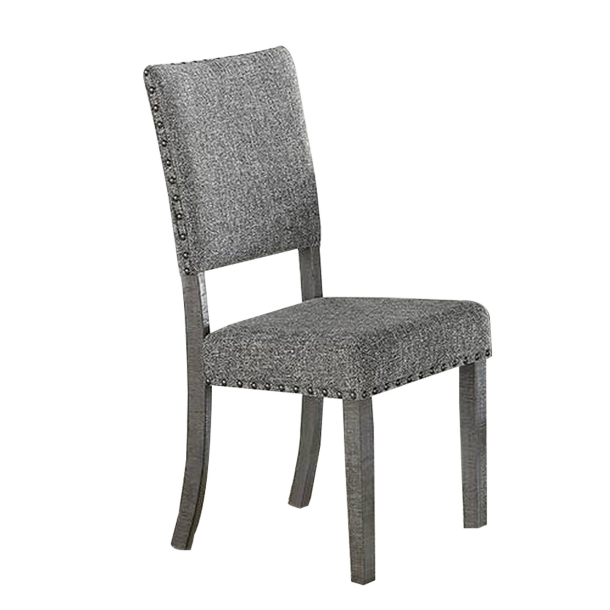 Alix 19 Inch Set Of 2 Wood Dining Chairs, Nailhead Trim, Distressed Gray