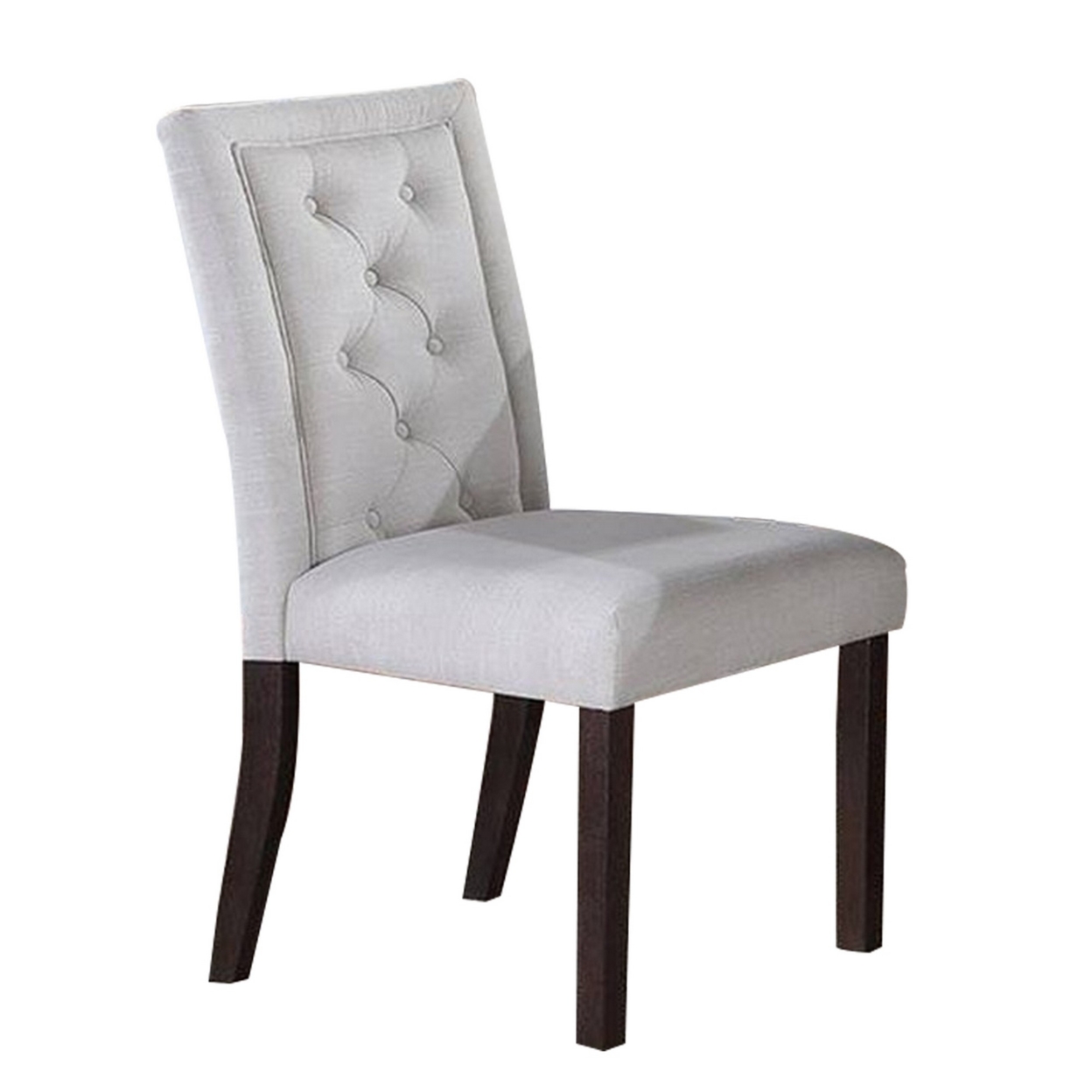 26 Inch Wood Dining Chair With Button Tufted Padded Back, Set Of 2, White