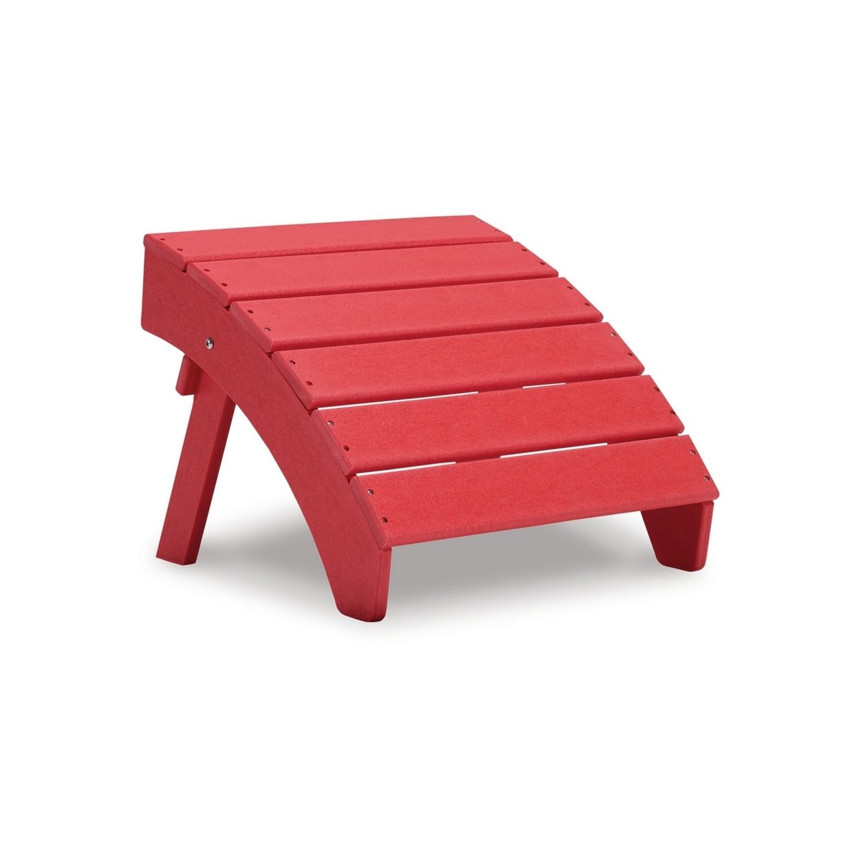 Quiz 20 Inch Outdoor Ottoman, Sloped Slatted Design, Bold Red HDPE Frame