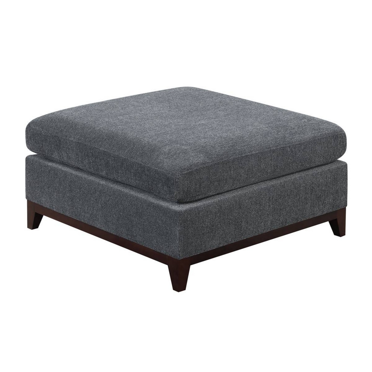 37 Inch Modern Square Ottoman With Foam Seating, Gray Chenille Fabric