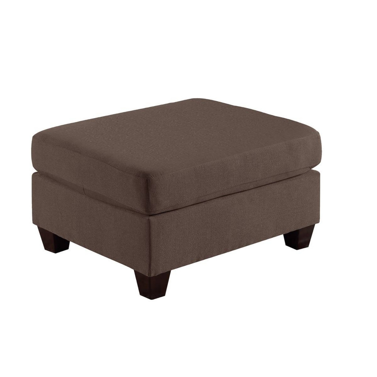 32 Inch Modern Square Ottoman With Foam Seating, Coffee Brown Linen Fabric