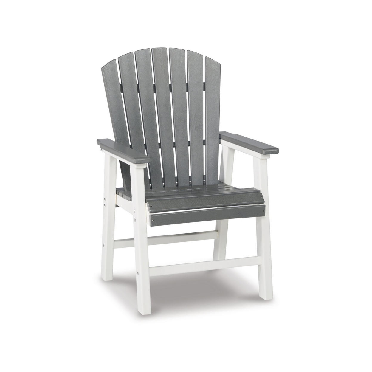 Gare 25 Inch Outdoor Dining Armchair, Set Of 2, Gray, White, Slatted Design