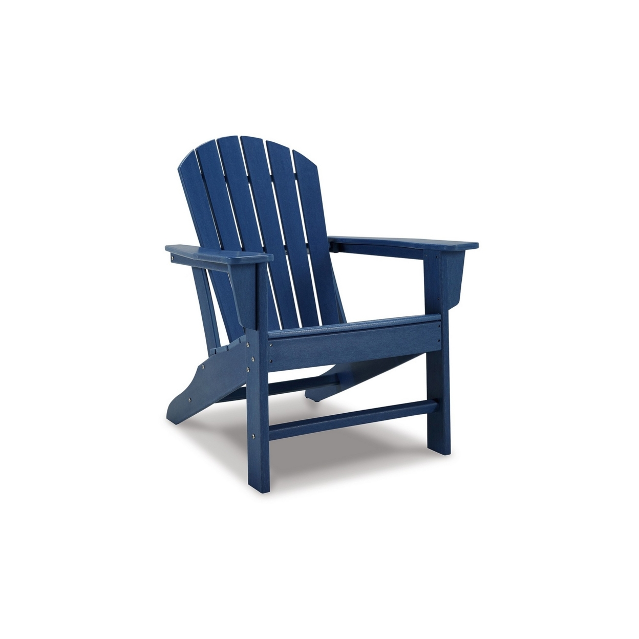 Quiz 32 Inch Outdoor Adirondack Chair, Slatted Backrest, Blue HDPE Frame