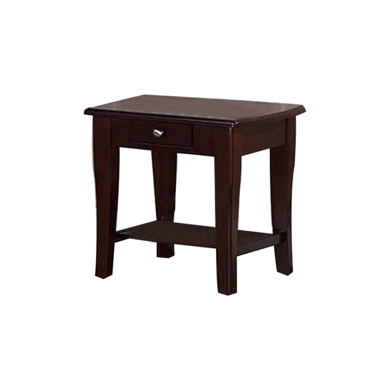 Jett 24 Inch Wood End Table With 1 Drawer, Bottom Shelf, Cherry Brown