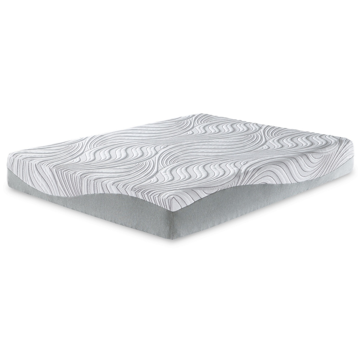 10 Inch Memory Foam Queen Mattress, White And Gray, Stretch Knit Cover