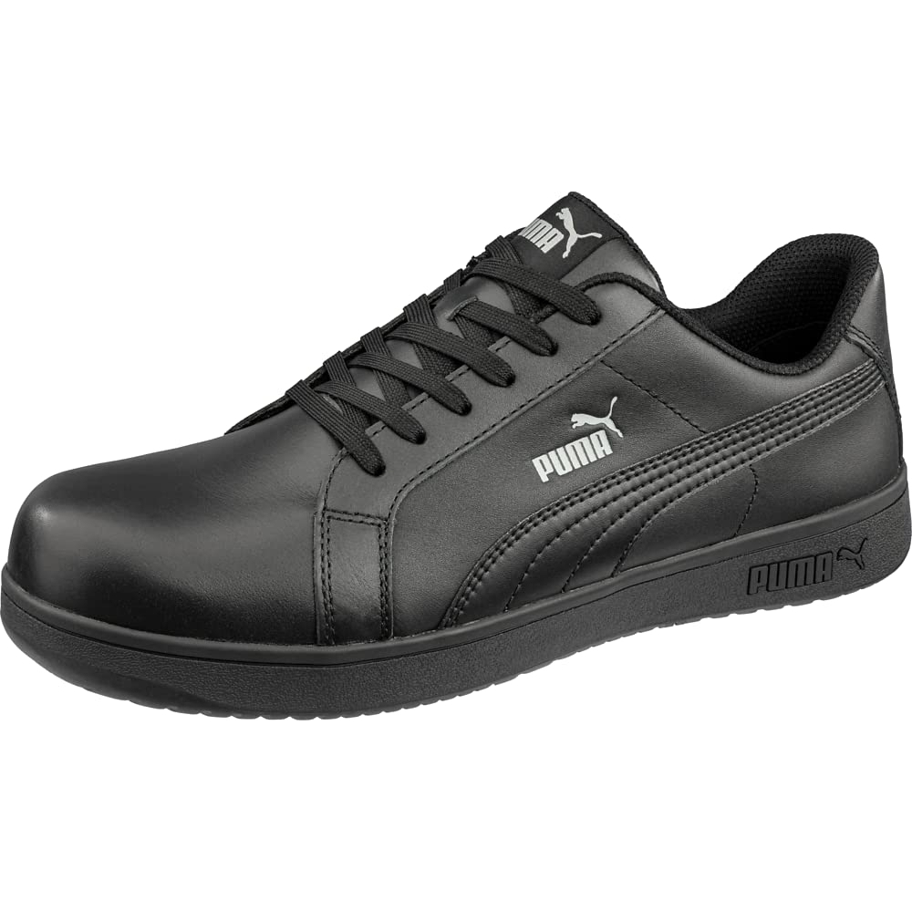 PUMA Safety Women's Iconic Low Composite Toe SD Work Shoes Smooth Black Leather - 640105 BLACK - BLACK, 8
