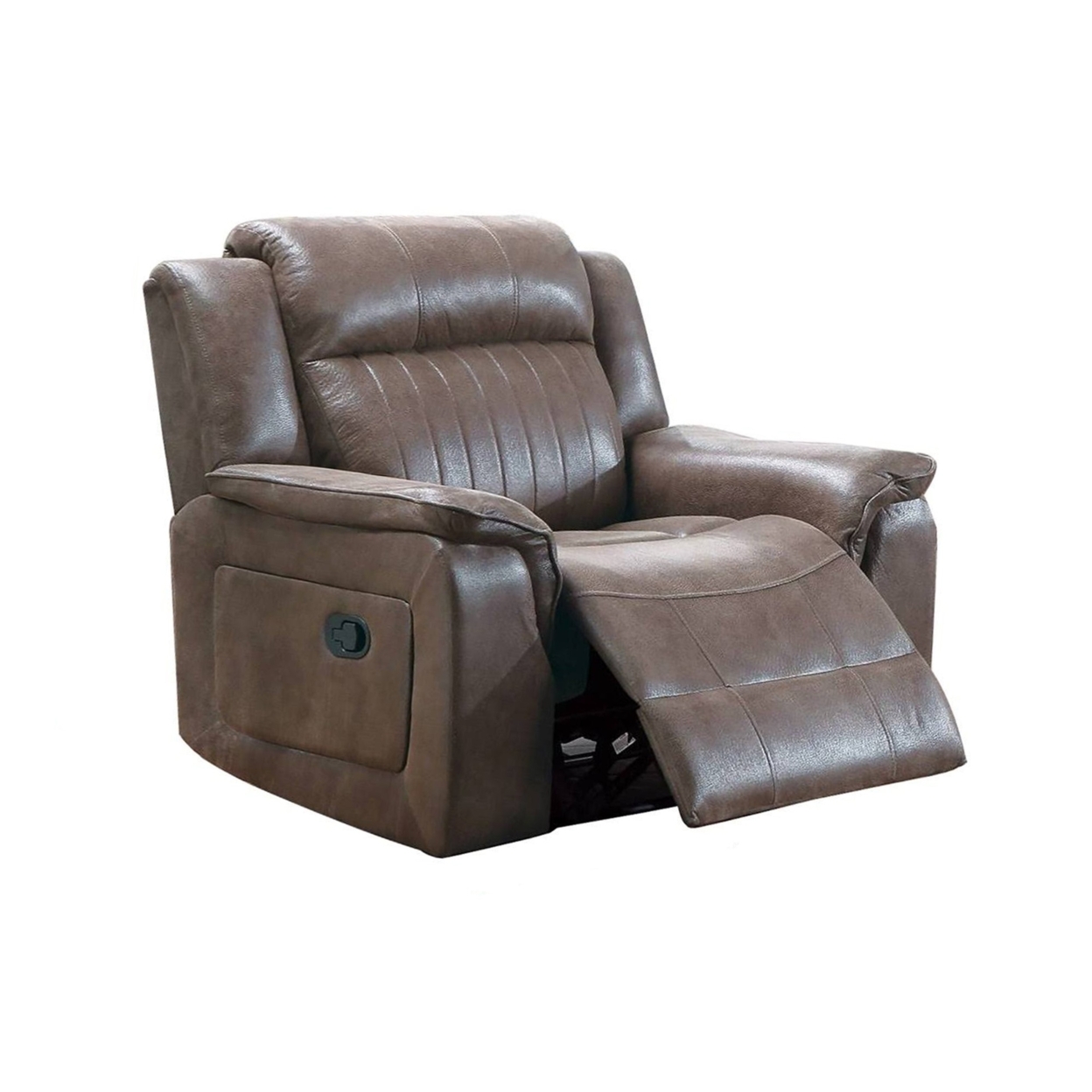 Oya 40 Inch Power Recliner Chair, Pull Tab Mechanism, Rich Brown Leather