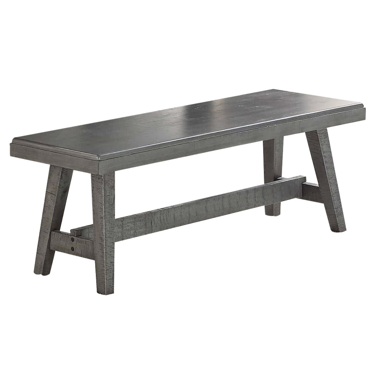 Alix 54 Inch Elegant Wood Dining Bench With Tapered Legs, Distressed Gray