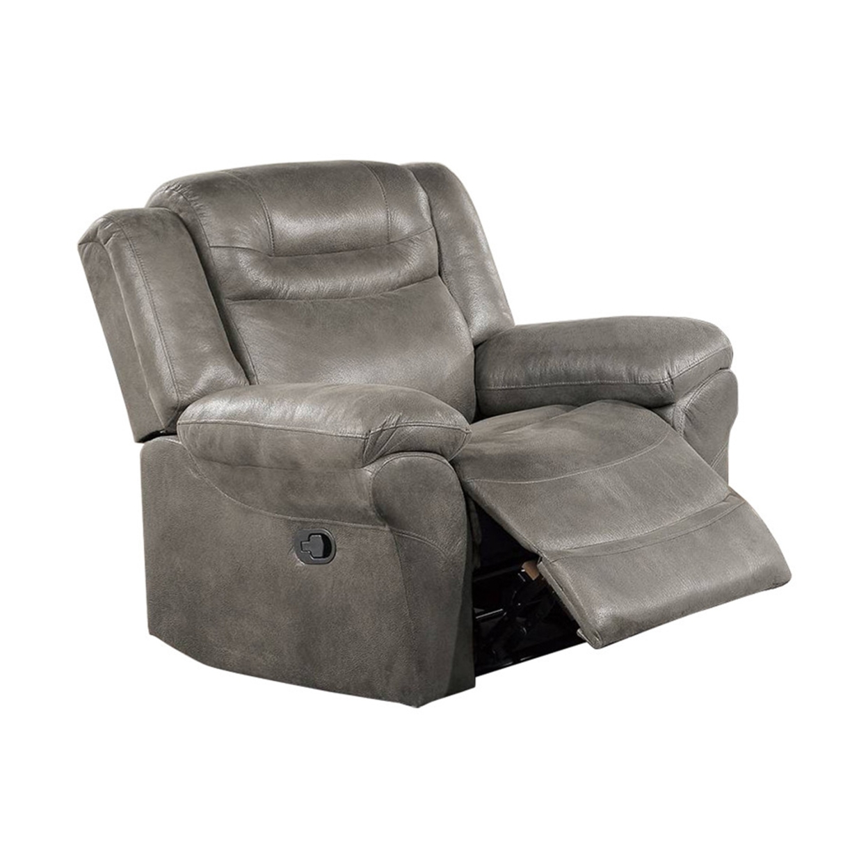 Betty 41 Inch Manual Recliner Armchair, Pull Tab Mechanism, Smooth Gray