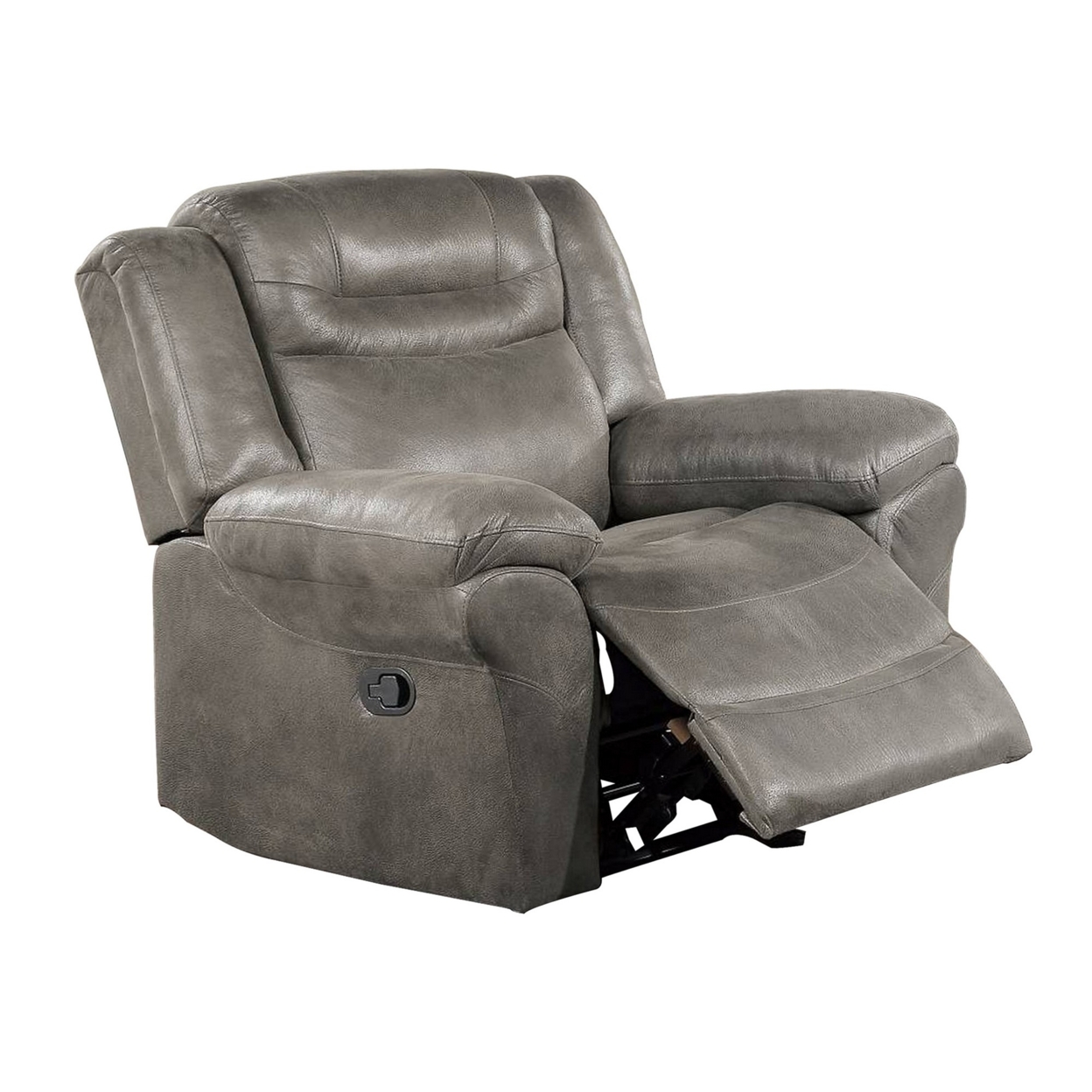 Betty 41 Inch Power Recliner Chair, Pull Tab Mechanism, Smooth Gray Leather