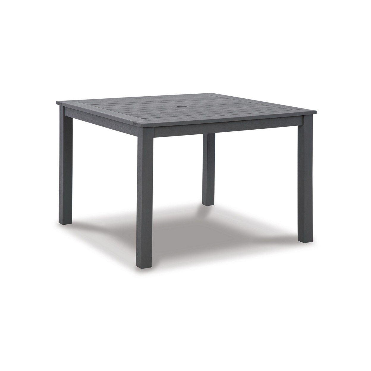 42 Inch Outdoor Square Dining Table, Planked Top, Gray Wood, Straight Legs