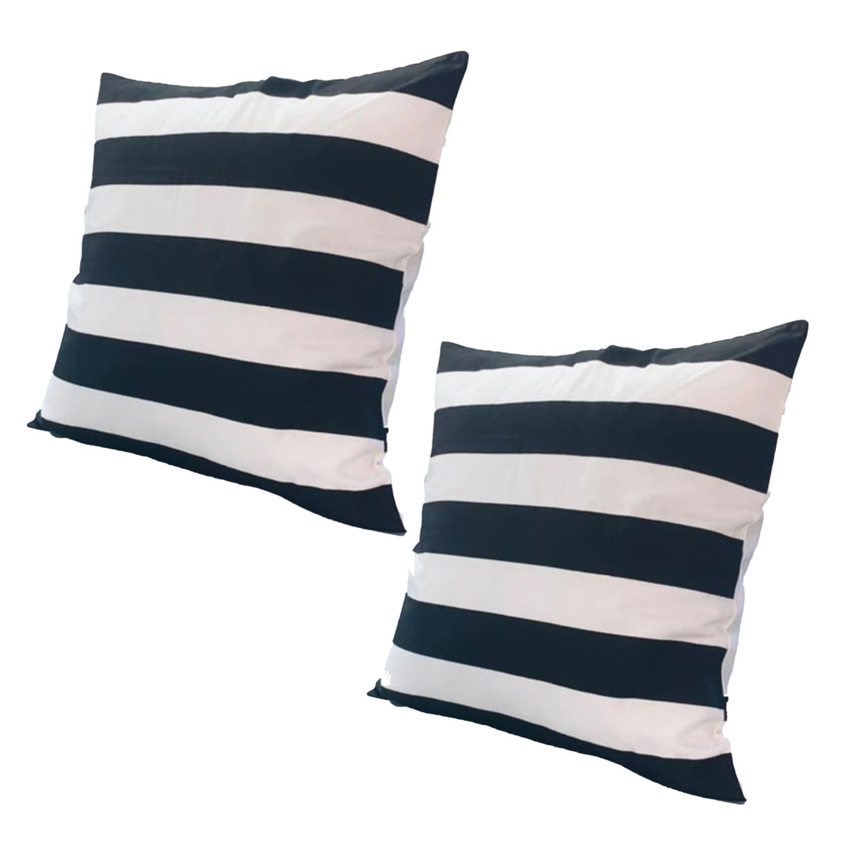20 X 20 Square Cotton Accent Throw Pillows, Classic Block Stripes, Set Of 2, Black, White