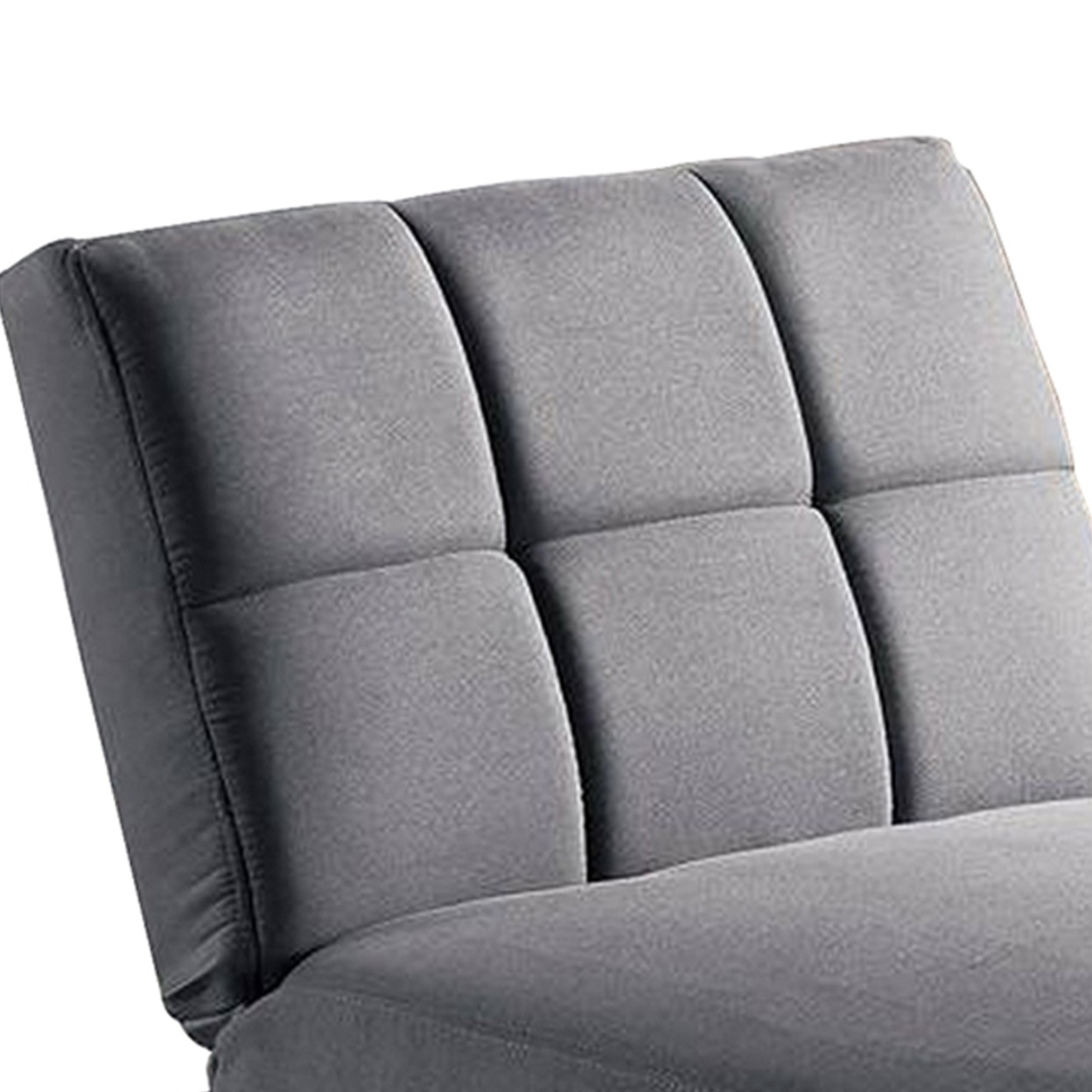 Gina 62 Inch Modern Adjustable Chaise, Square Tufting, Tapered Legs, Gray