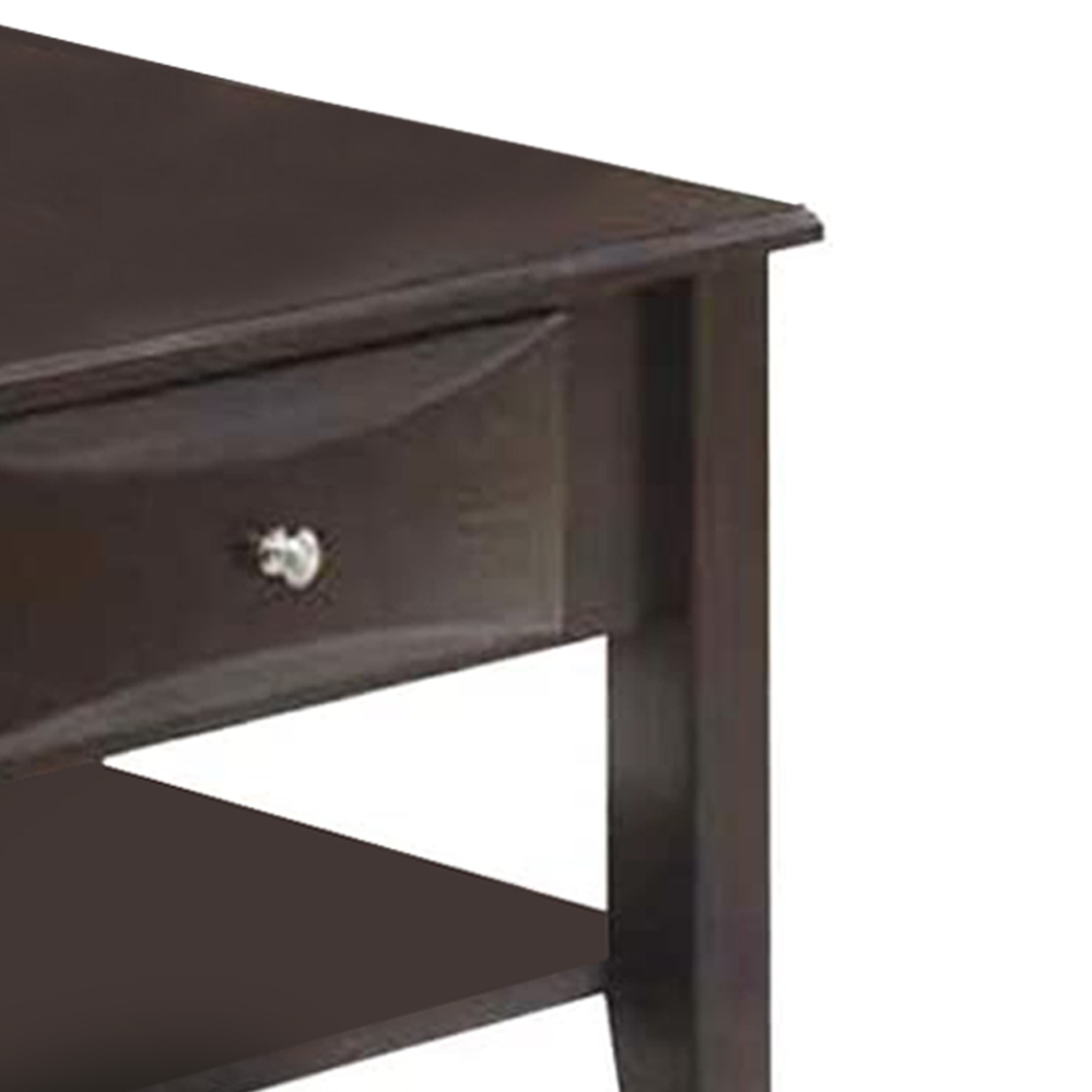 24 Inch Classic Square End Table, Single Drawer, Bottom Shelf, Brown Wood