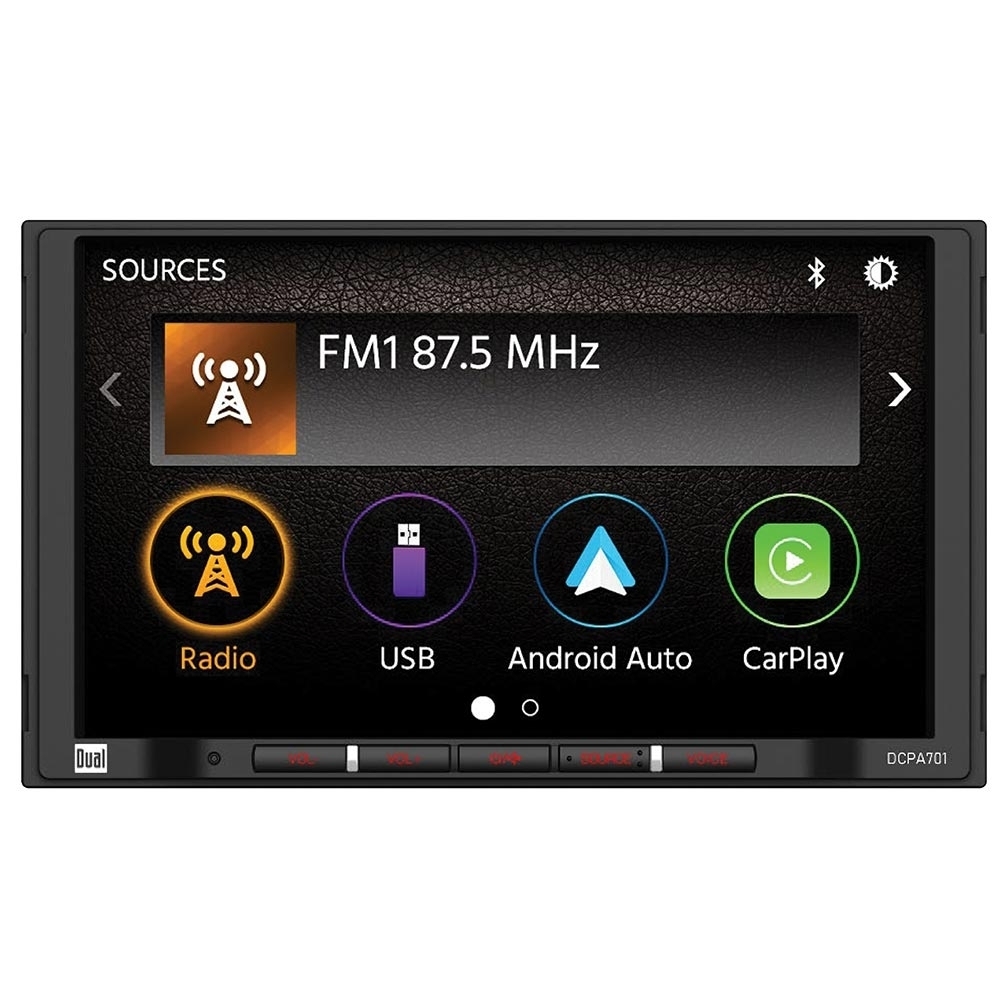 DUAL DCPA701 2 Din 7 Media Player CarPlay Android Auto Bluetooth Camera Input