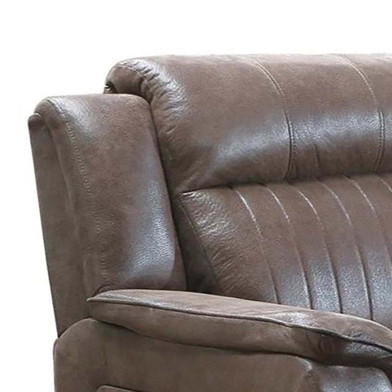 Oya 40 Inch Power Recliner Chair, Pull Tab Mechanism, Rich Brown Leather