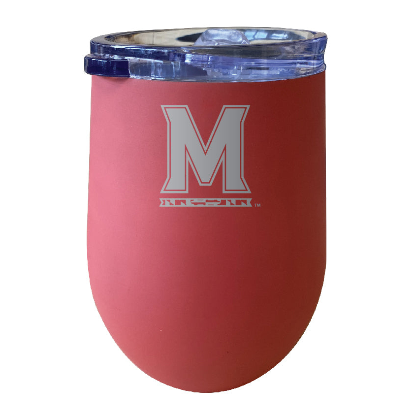 Maryland Terrapins 12 Oz Etched Insulated Wine Stainless Steel Tumbler - Choose Your Color - Coral