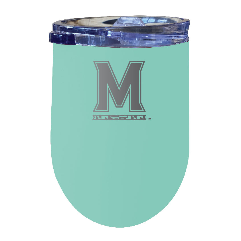 Maryland Terrapins 12 Oz Etched Insulated Wine Stainless Steel Tumbler - Choose Your Color - Seafoam