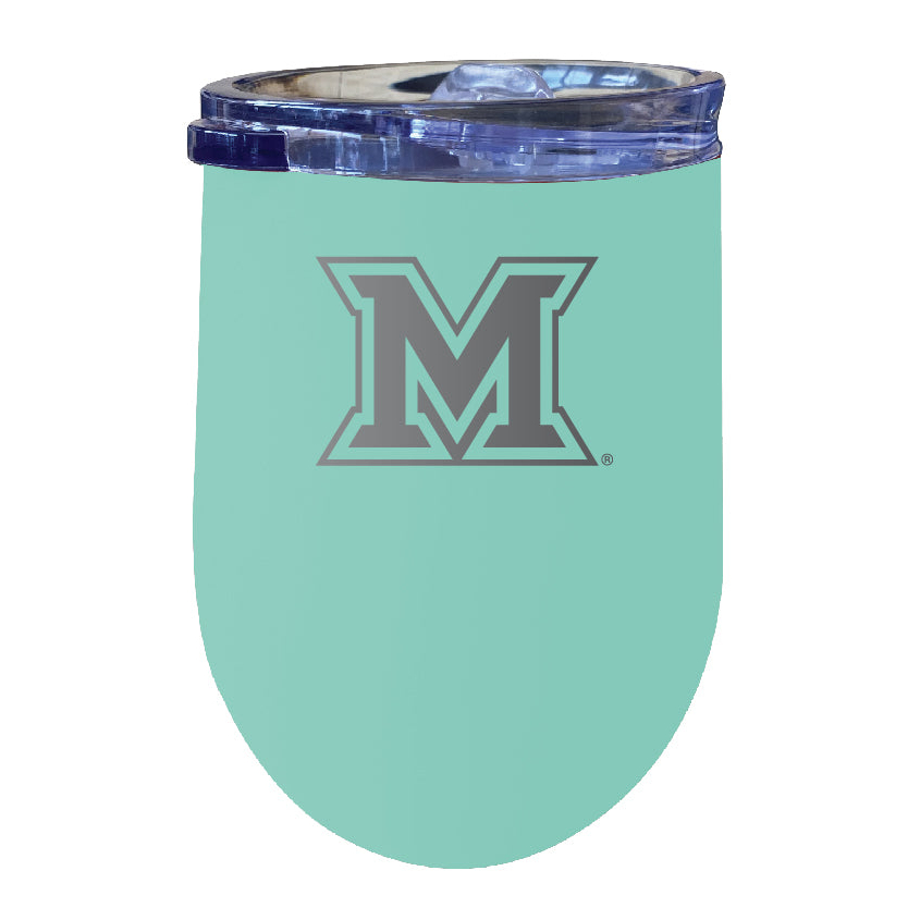 Miami University Of Ohio 12 Oz Etched Insulated Wine Stainless Steel Tumbler - Choose Your Color - Seafoam
