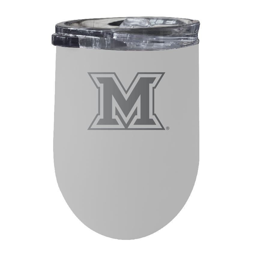 Miami University Of Ohio 12 Oz Etched Insulated Wine Stainless Steel Tumbler - Choose Your Color - White